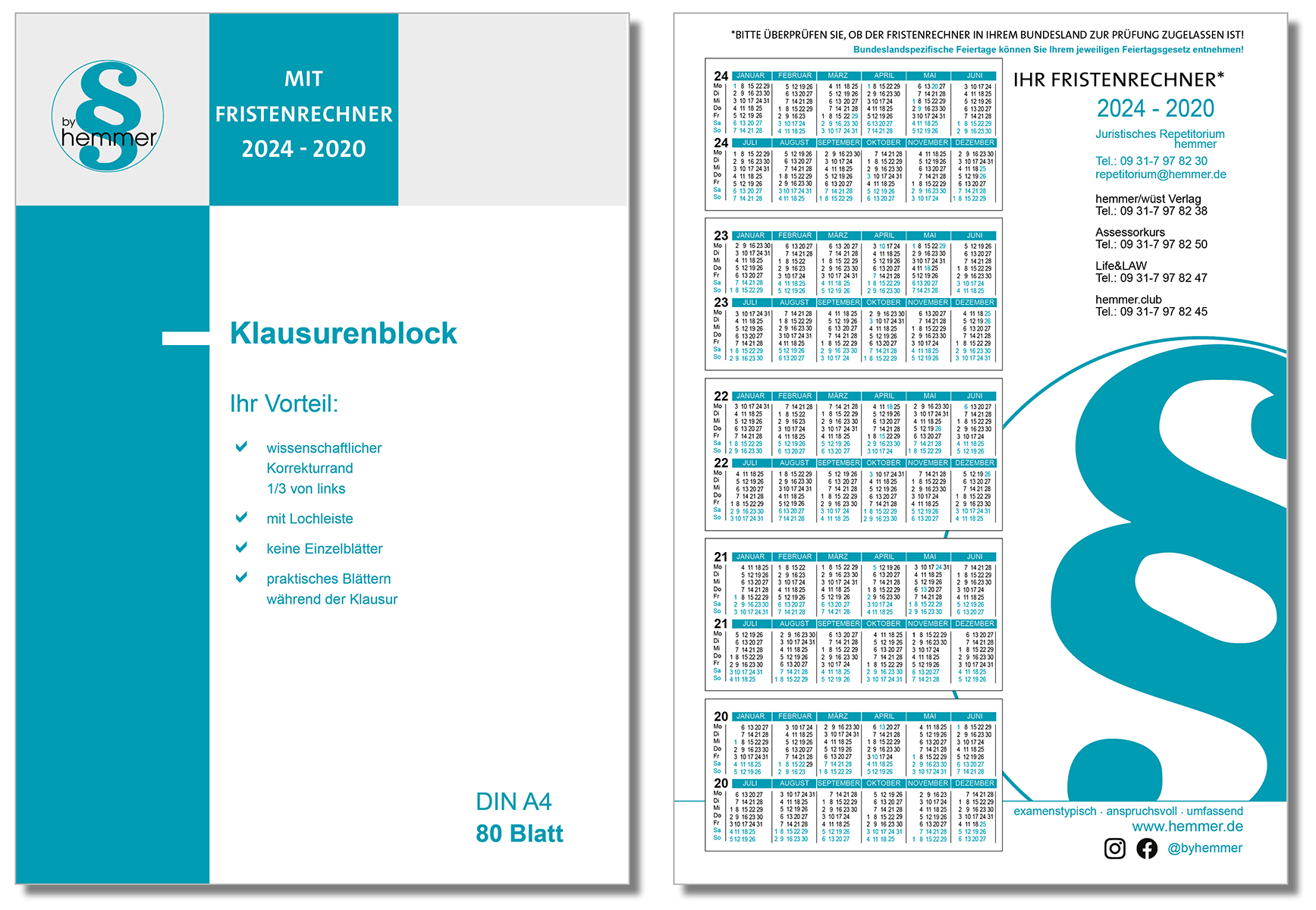 Klausurenblöcke 10er Paket - 2024-2020