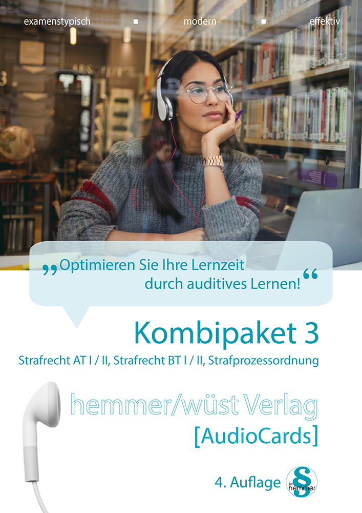 Audiocards - Kombipaket 3 - Strafrecht AT I & II, Strafrecht BT I & II, Strafprozessordnung - Download