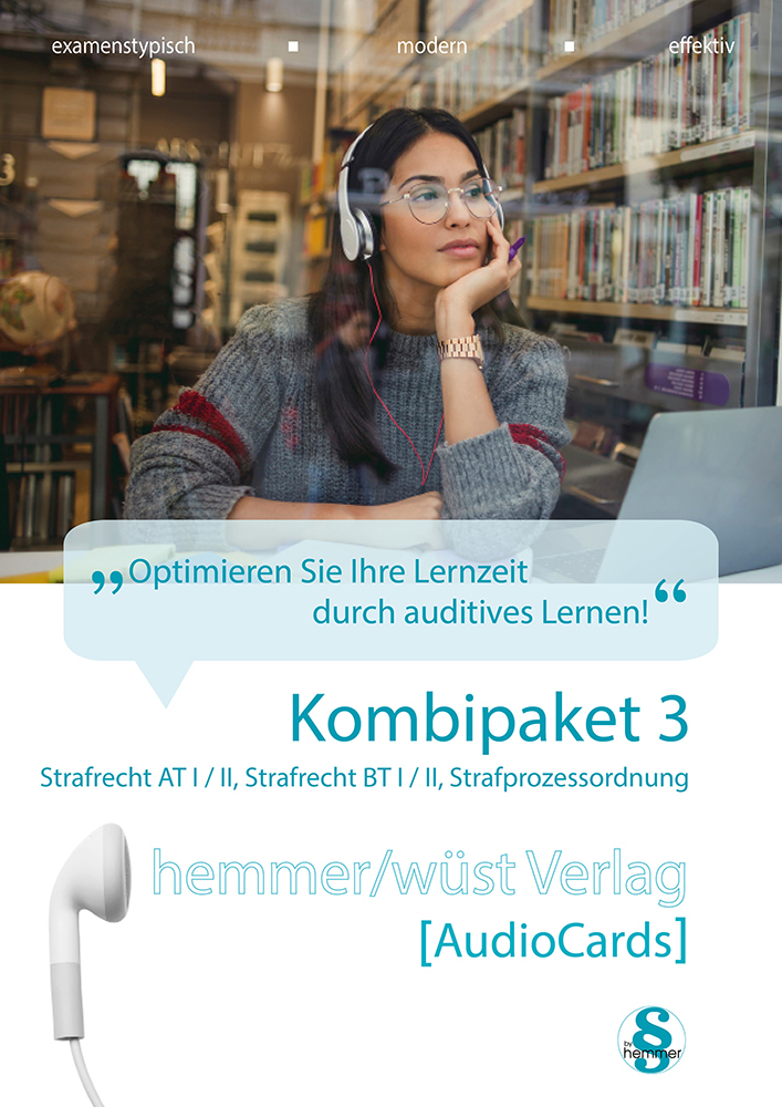 Audiocards - Kombipaket 3 - Strafrecht AT I & II, Strafrecht BT I & II, Strafprozessordnung - Download