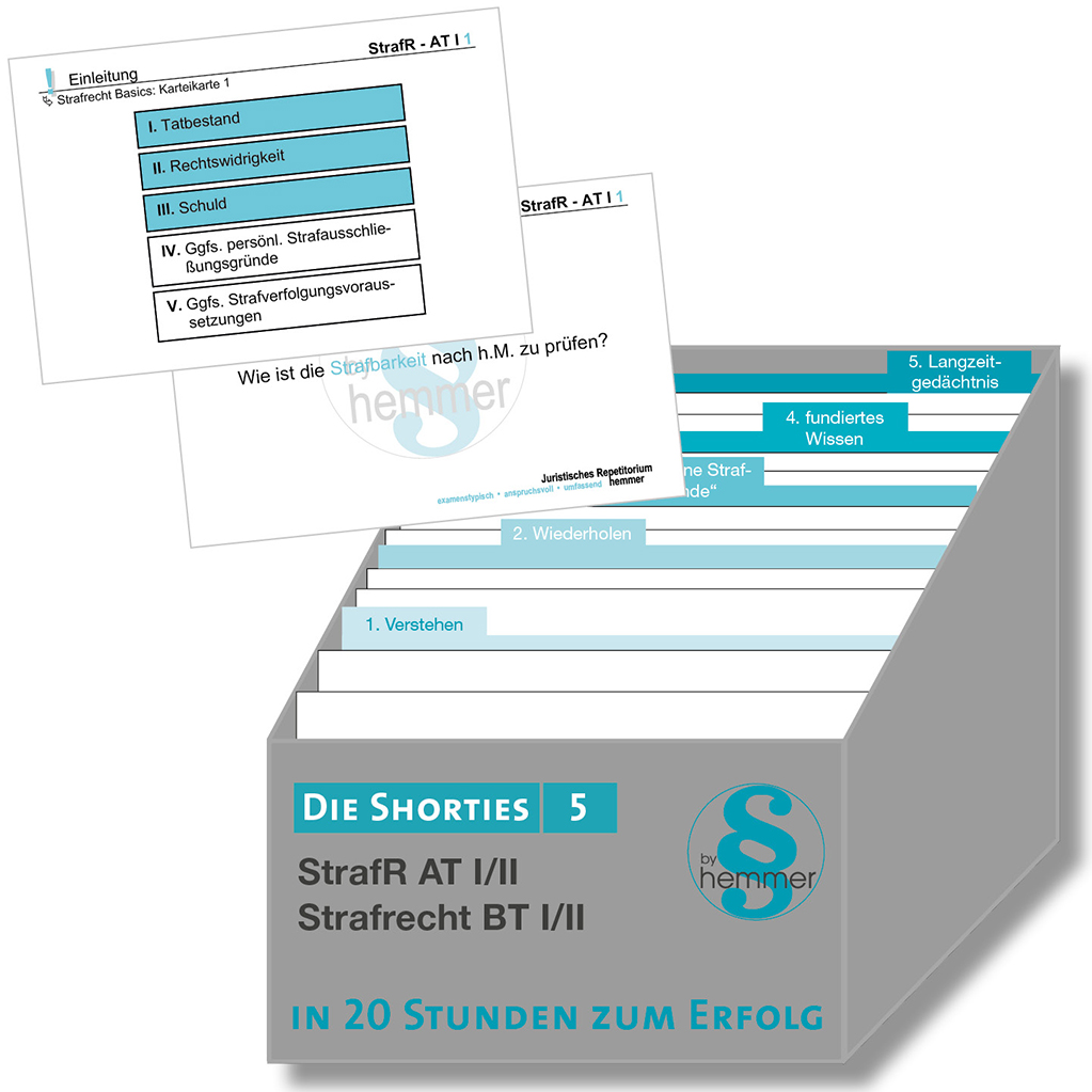 Die Shorties Box 5 Strafrecht Karten Karteikarten Strafrecht PDF
