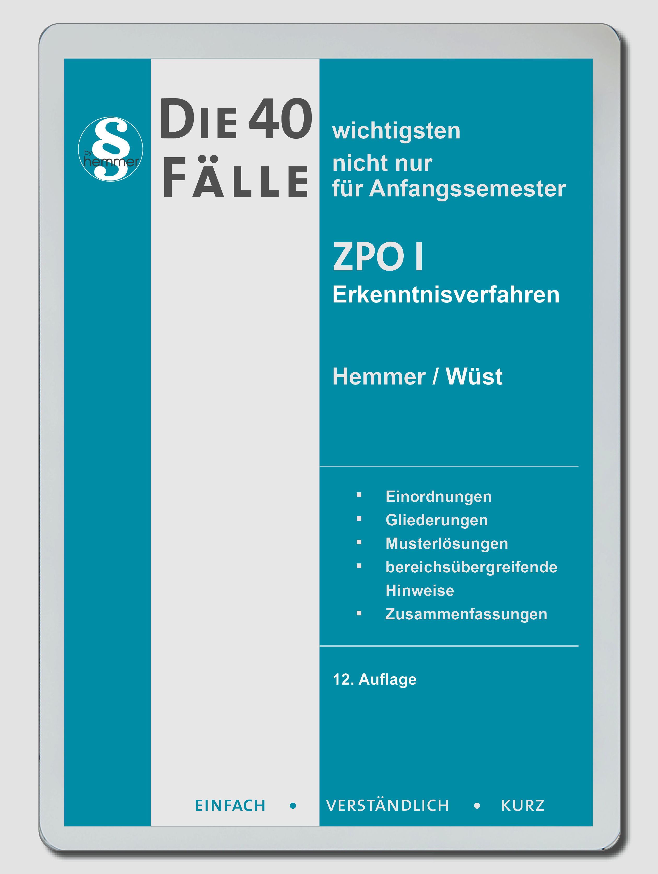 eBook - Die 40 wichtigsten Fälle - Zivilprozessordnung (ZPO) I - Erkenntnisverfahren